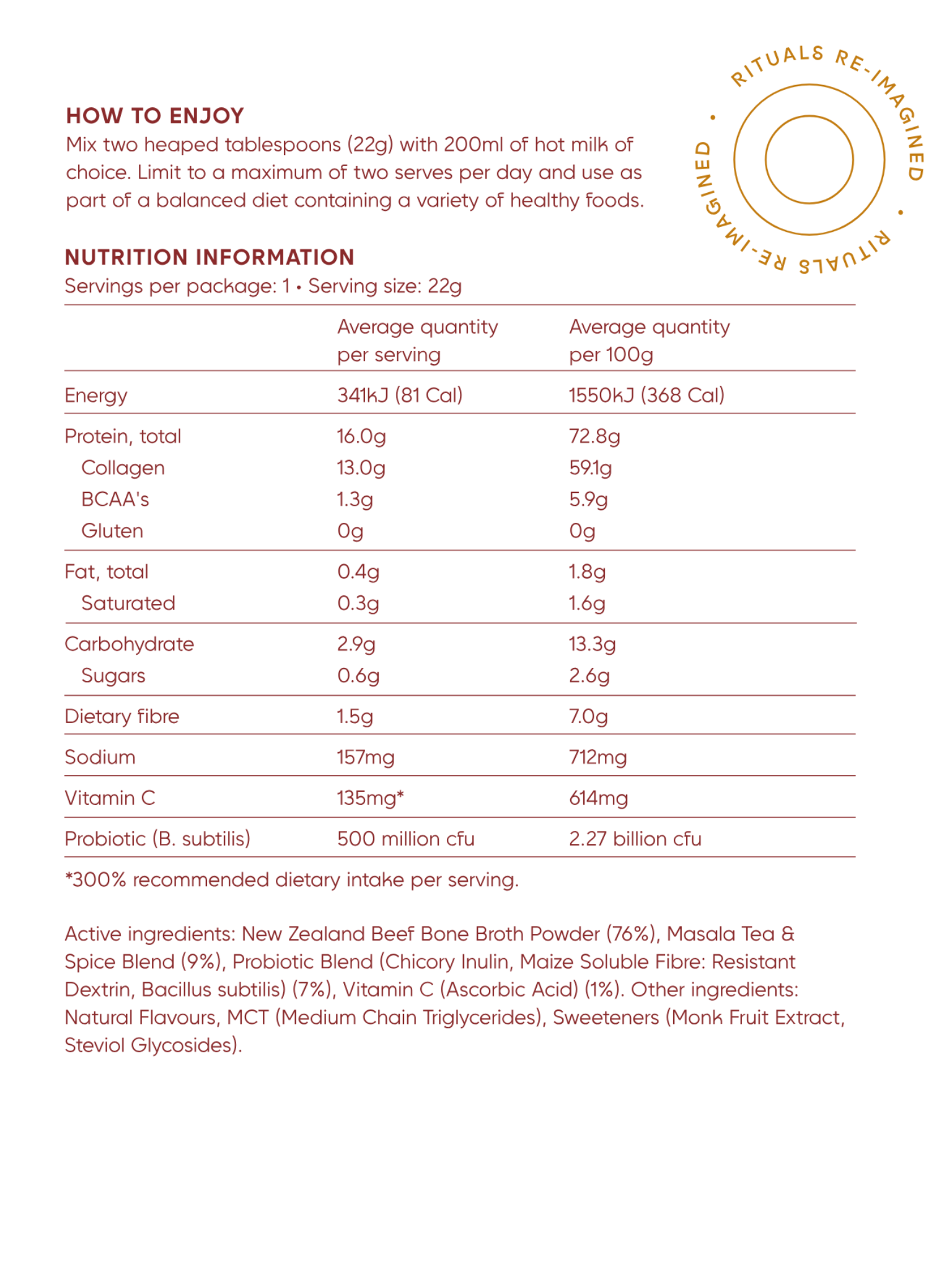 Mother's Beauty Broth - Single Serve: Vanilla Chai Haven